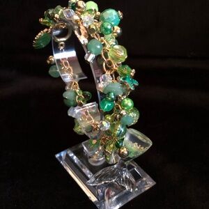 “Emerald Ocean” Gold Link Charm Bracelet